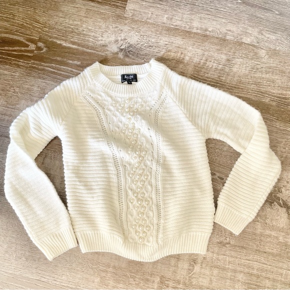 Bardot Junior White Pearl Front Knit Sweater - Picture 1 of 4